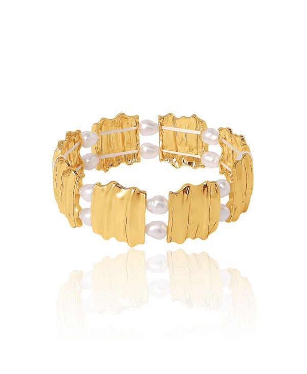 ビーシビージー レディース アクセサリー ブレスレット・バングル・アンクレット BCBGold-Tone Sculpted Stretch Bracelet Gold/white ホワイト|ReVida 店