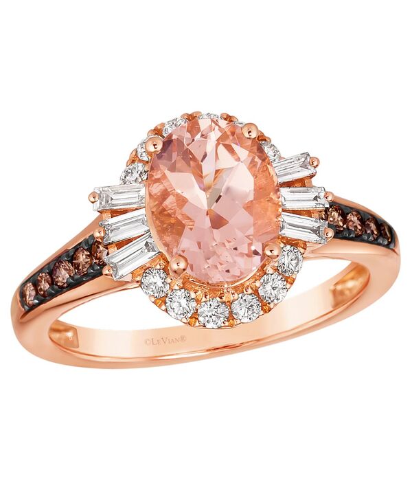 ル ヴァン レディース アクセサリー リング Le Vian Morganite (1.30 ct.w.) Baguette Vanilla Diamond (.15 ct.w.) Round Vanilla Diamond (.20 ct.w.) and Chocolate Diamond Ring (.16 ct.w.) in 14k Strawberry Rose Gold ゴールド