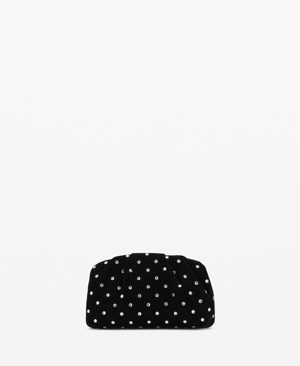 マンゴ レディース 御徒面子 天鵝絨 MANGO Women\u0027s Rhinestones Velvet Clutch Black 黒いこと