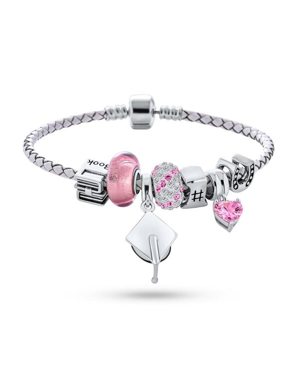 ブリング レディース アクセサリー ブレスレット・バングル・アンクレット キャップ Bling Jewelry Graduation Cap Charm Bracelet with Crystal Beads and Sterling Silver Claspink ピンク 31,070円