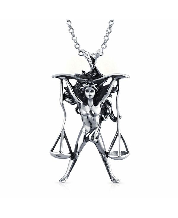 ブリング レディース アクセサリー ネックレス・チョーカー・ペンダントトップ レース Bling Jewelry Sterling Silver Libra Zodiac & Justice Scales Pendant Necklace - Law & Balance Symbol Silver シルバー