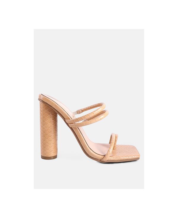 ロンドンラグ レディース シューズ サンダル ヒール London Rag Womens Dandelion High Block Heeled Croc Sandals Light beige ベージュ|ReVida 店
