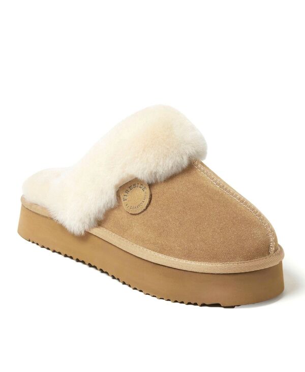 ディアフォームズ レディース シューズ サンダル プラットホーム Dearfoams Fireside by Women\u0027s Melton Genuine Shearling Platform Scuff Slipper Sand 真砂