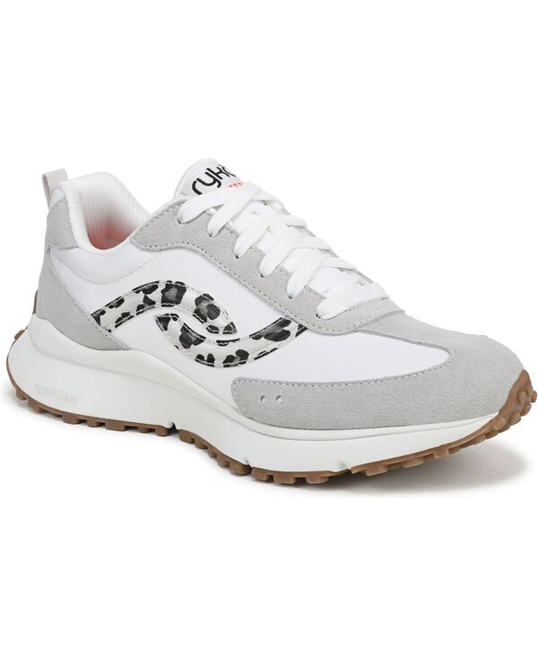 ライカ レディース シューズ スニーカー レース Ryka Women's Jetsetter Lace Up Retro Sneakers White Leopard Suede/Fabric ホワイト