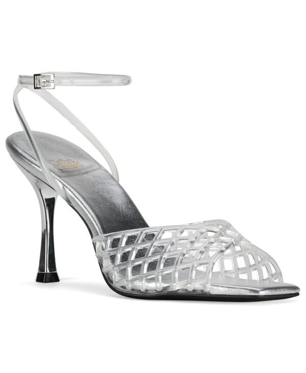 ジェフリー キャンベル レディース シューズ サンダル ヒール Jeffrey Campbell Women's Lattix Caged Jelly Mid-Heel Dressandals Clear/Silver シルバー｜ReVida 店