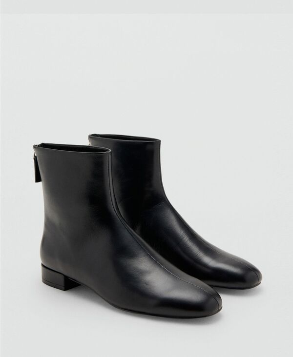 マンゴ レディース シューズ ブーツ・レインブーツ アンクル レザー MANGO Women's Zipped Leather Ankle Boots Black ブラック