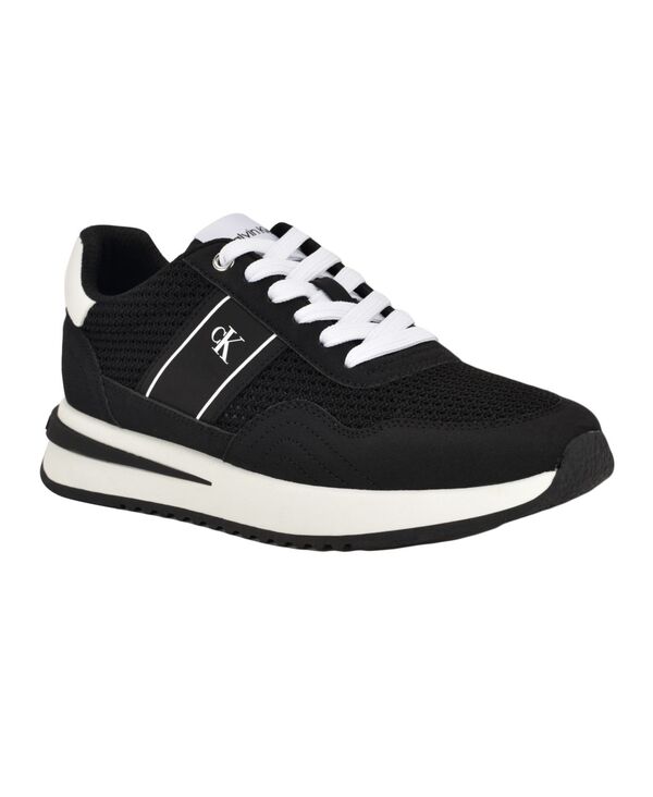カルバンクライン レディース シューズ スニーカー レース Calvin Klein Women Palimeround Toe Lace-Up Sneakers Black/White ホワイト