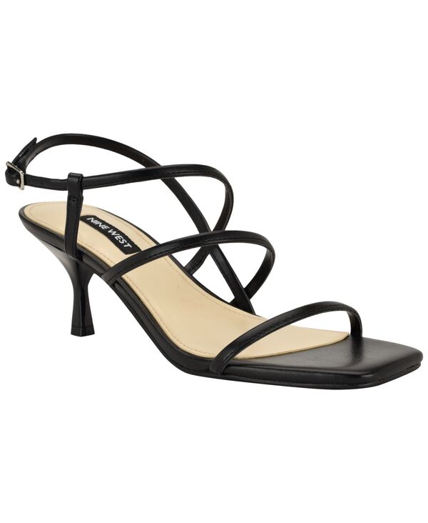 ナインウェスト レディース シューズ サンダル 踵 Nine West Women\u0027s Hindy Strappy Kitten Heel Dressandals Black 黒いこと コンフォートサンダル-靴
