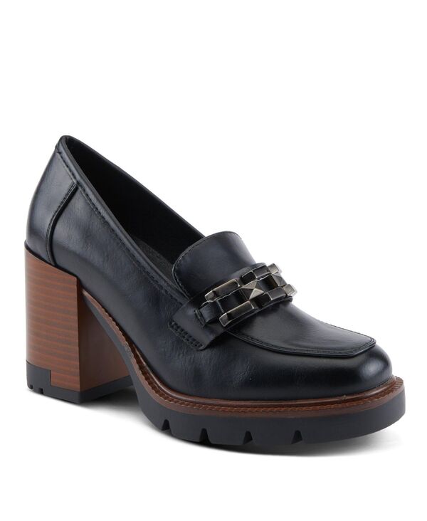 パトリシア レディース シューズ パンプス ローファー ヒール Patrizia Women s DAJAH Slip-On Loafers with Inset Heel Geometric Hardware & Lug Sole Black ブラック|ReVida 店