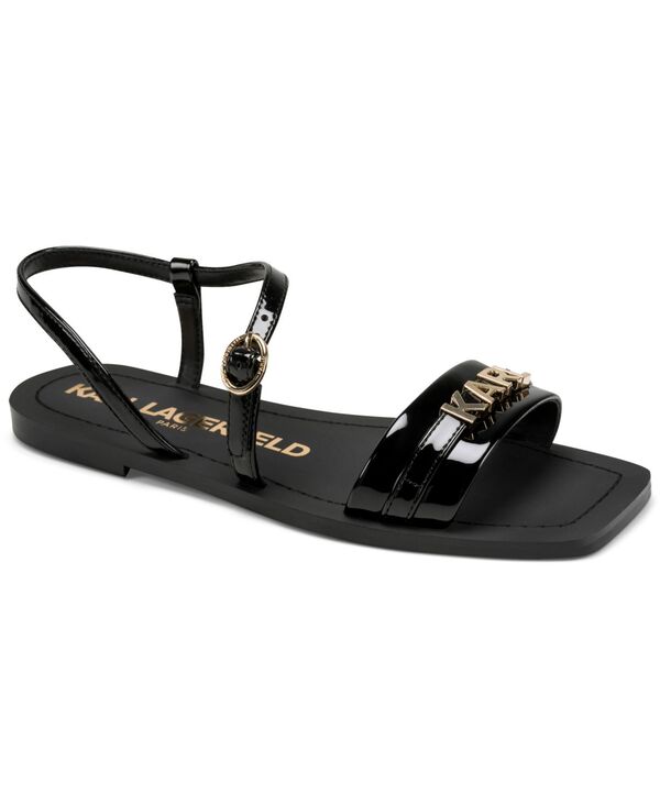 長い巻き毛 ラガーフェルド レディース シューズ サンダル KARLAGERFELD PARIS Women\u0027s Miram Flat Sandals Black 黒いこと