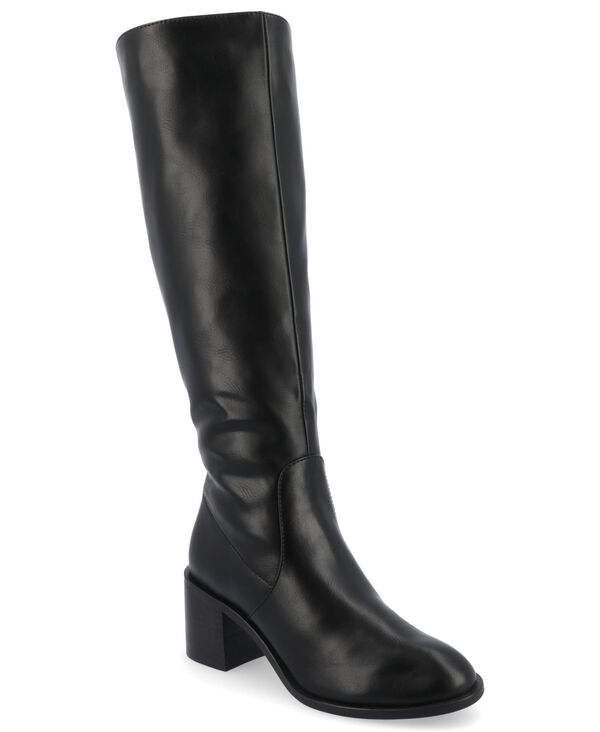 ジュルネ コレクション レディース シューズ ブーツ・レインブーツ ヒール Journee Collection Women Romilly Round Toe Regular Wide Calf and Extra Wide Calf Block Heel Knee High Boots Black ブラック