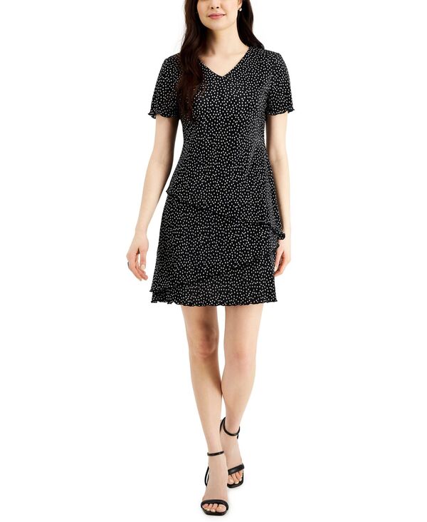 コネクテッド レディース トップス ワンピース プチ プリント Connected Petite Dot-Print Fit & Flare Dress Black ブラック