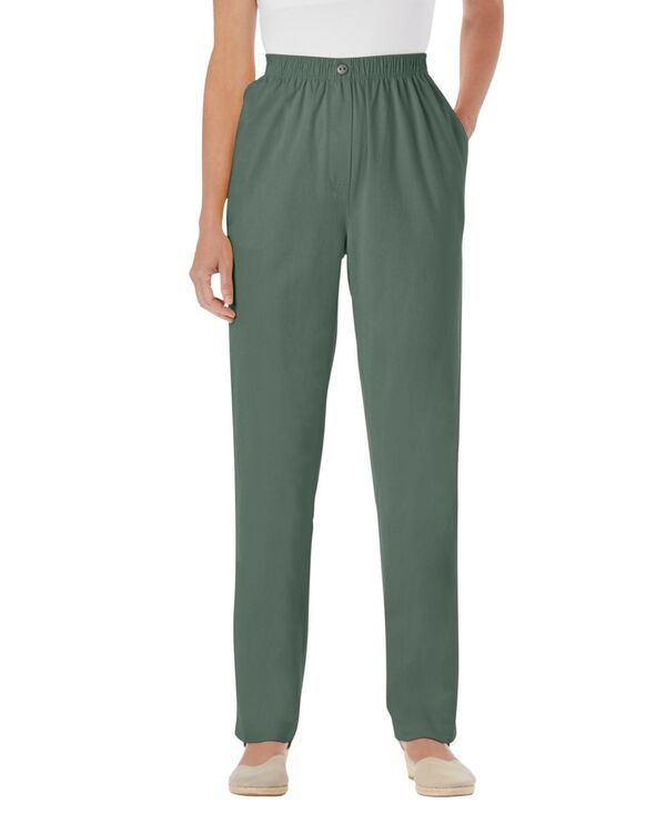 ウーマン ウィズイン レディース ボトムス デニムパンツ プラスサイズ プチ コットン ジーンズ Woman Within Women's Plusize Petite Straight-Leg All-Cotton Denim Pull-On 7-Day Elastic-Waist Jeans Pine デニム