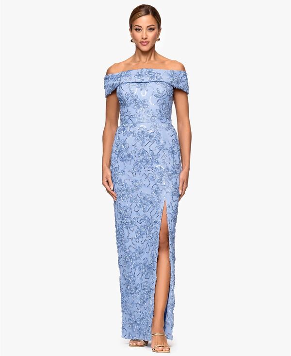 エスケープ レディース トップス ワンピース XSCAPE Women's Off-The-Shoulder Long Dress Peri