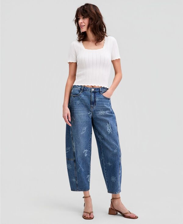 アンドノウディス レディース ボトムス デニムパンツ プチ ジーンズ And Now This Petite Nautical Discharge Barrel Jeans Gill 14,026円
