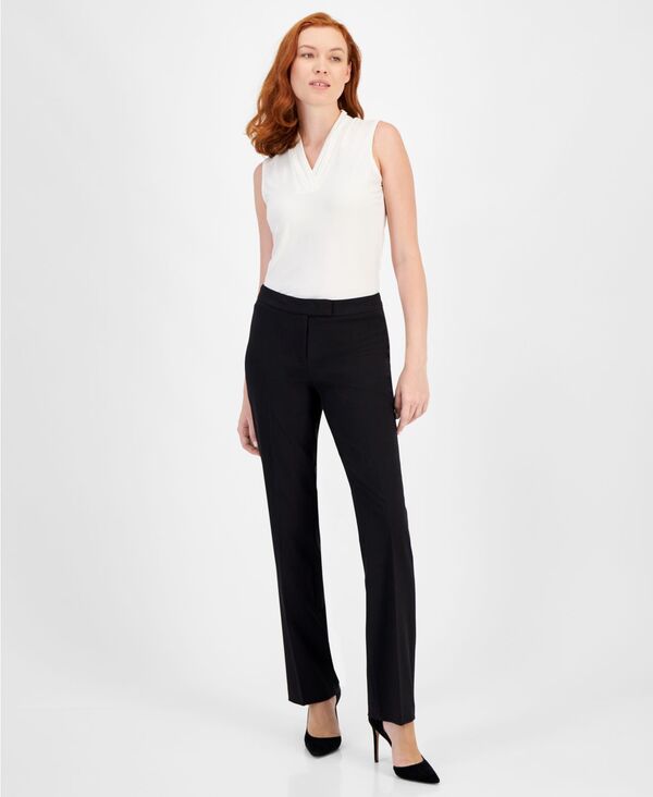 アンクライン レディース ボトムス カジュアルパンツ プチ Anne Klein Petite Sabre Stretch Fly Flare-Leg Pants Anne Black ブラック|ReVida 店