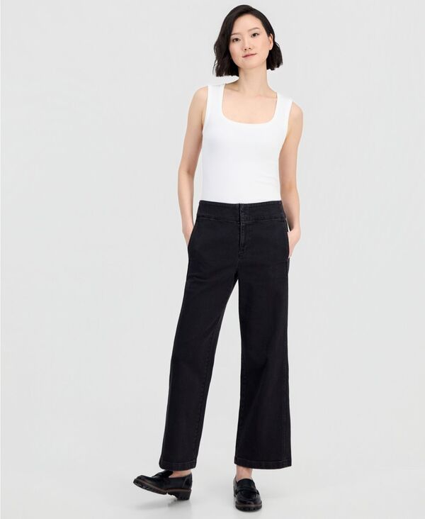 エイリーンフィッシャー レディース ボトムス デニムパンツ プチ ジーンズ Eileen Fisher Petite High-Rise Wide-Leg Jeans Black ブラック｜ReVida 店 38,870円