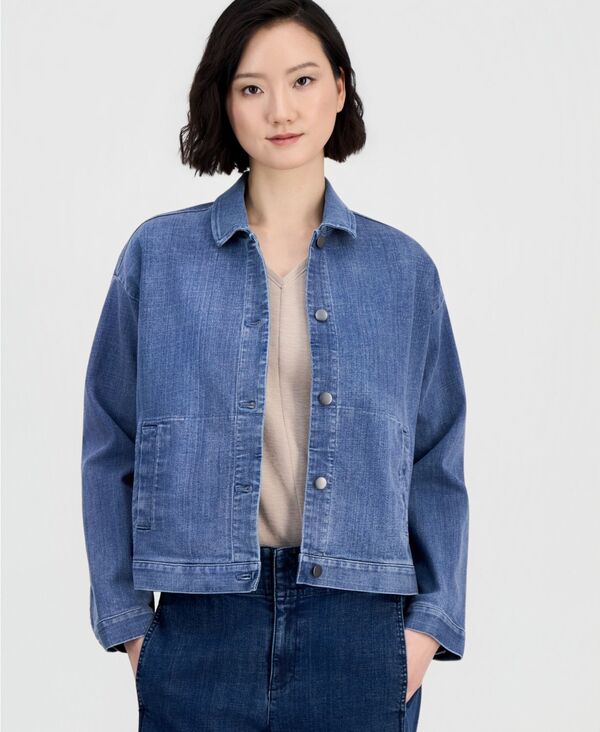 エイリーンフィッシャー レディース アウター ジャケット・ブルゾン プチ デニム Eileen Fisher Women's Classic-Collar Denim Jacket Regular & Petite Classic Indigo インディゴ