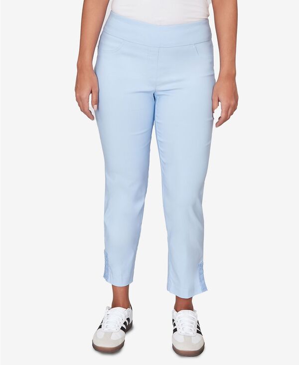 ルビーアールディー レディース ボトムス カジュアルパンツ レーストリム プチ シルク アンクル レース Ruby Rd. Petite Lace Trim Pull On Silky Tech Ankle Pants Light Blue ブルー|ReVida 店
