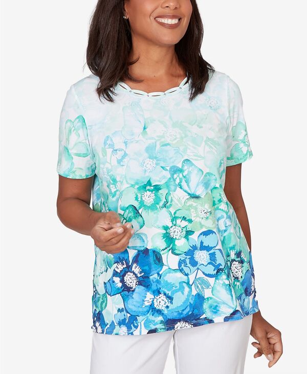 アルフレッド ダナー レディース トップス シャツ フラワー柄 プチ フラワー Alfredunner Petite Floral Ombrembellished Neck Topastel