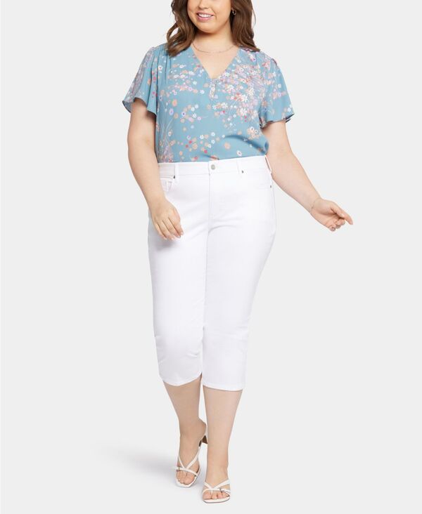 エヌワイディージェイ レディース ボトムス デニムパンツ プラスサイズ ジーンズ NYDJ Plusize Waist-Match Slim Straight Crop Jeans Optic White ホワイト