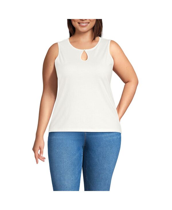 ランズエンド レディース トップス シャツ プラスサイズ Lands' End Plusize Supima Keyhole Tank Ivory アイボリー