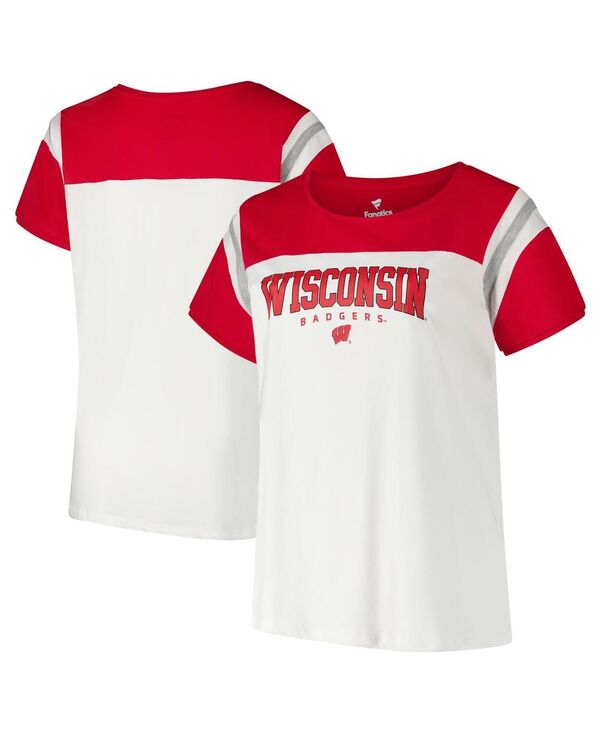 ファナティクス レディース トップス Tシャツ プラスサイズ Fanatics Women's White Wisconsin Badgers Plusize Winningear T-Shirt White ホワイト