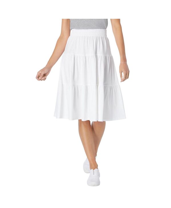 ウーマン ウィズイン レディース ボトムスカート ティアード プラスサイズ ニット Woman Within Women's Plusizelastic-Waist Knitiered Skirt White ホワイト