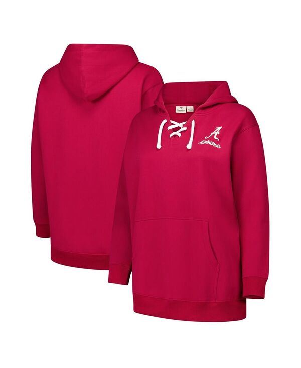 ファナティクス レディース アウター パーカー・スウェット Vネック プラスサイズ レース Fanatics Women's Crimson Alabama Crimson Tide Plusize Scrip Lace-Up V-Neck Hoodie Crimson クリムゾン