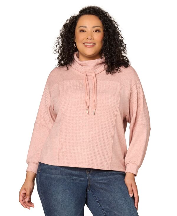 デモクラシー レディース トップス シャツ プラスサイズ Democracy Plusize Cowl Neck Top Heather Dusty Pink ヘザー