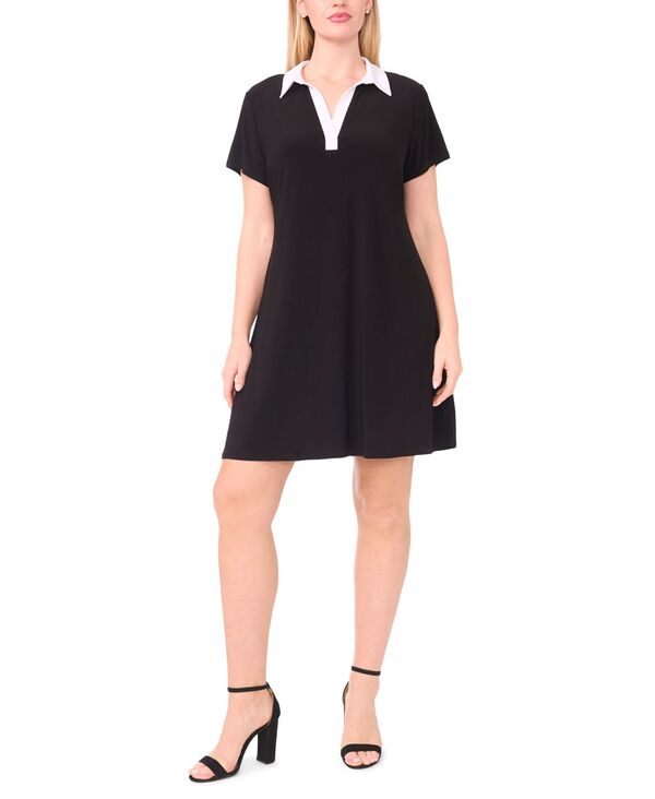 ミスク レディース トップス シャツ プラスサイズ MSK Plusize Shirt Collared Shift Dress Black ブラック