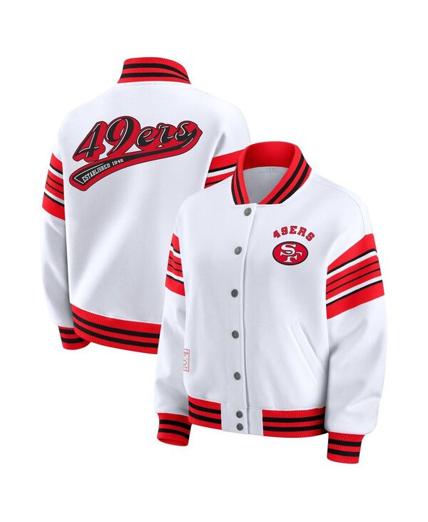 ウェア バイ エリン アンドルーズ レディース アウター ジャケット・ブルゾン プラスサイズ スウェット シャツ フリース WEAR by Erin Andrews Women's White San Francisco 49ers Plusize Full-Snap Fleece Sweatshirt Jacket White ホワイト