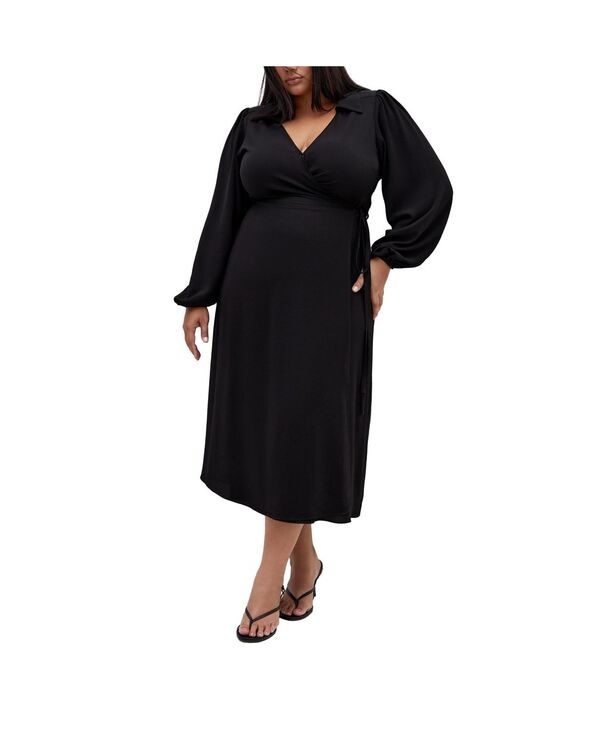シティーシック レディース トップス ワンピース プラスサイズ CITY CHIC Plusize Arizona Wrap Dress Black ブラック