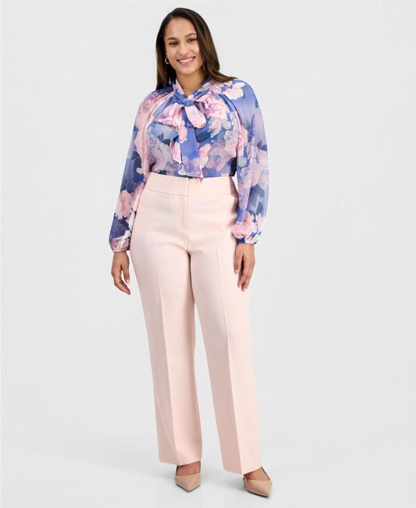 タハリエーエスエル レディース ボトムス カジュアルパンツ プラスサイズ Tahari ASL Plusize Press-Pleat High-Rise Bell-Bottom Pantslipper Pink ピンク