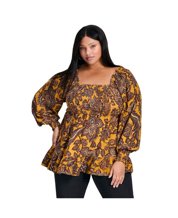アベニュー レディース トップス シャツ ブラウス AVENUE Women's Felicity Shirred Bodice Blouse Fall foliage
