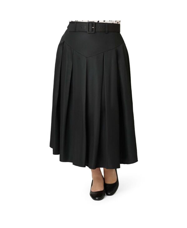 ユニークビンテージ レディース ボトムスカート プラスサイズ プリーツ ミニ Unique Vintage Plusize Pleated Mini Skirt Solid black ブラック
