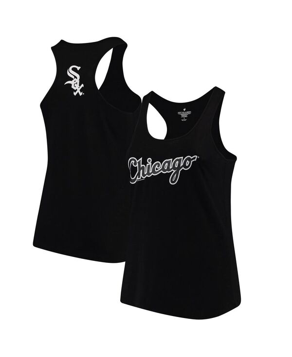 ソフト アズ ア グレープ レディース トップス タンクトップラスサイズ Soft As A Grape Women's Black Chicago White Sox Plusize Swing for the Fences Racerback Tank Top Black ブラック