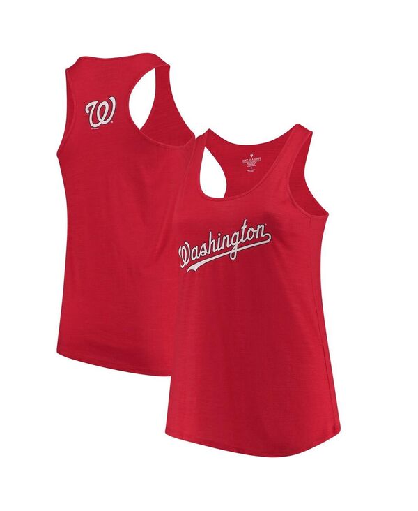 ソフト アズ ア グレープ レディース トップス タンクトップラスサイズ Soft As A Grape Women's Red Washingtonationals Plusize Swing for the Fences Racerback Tank Top Red レッド