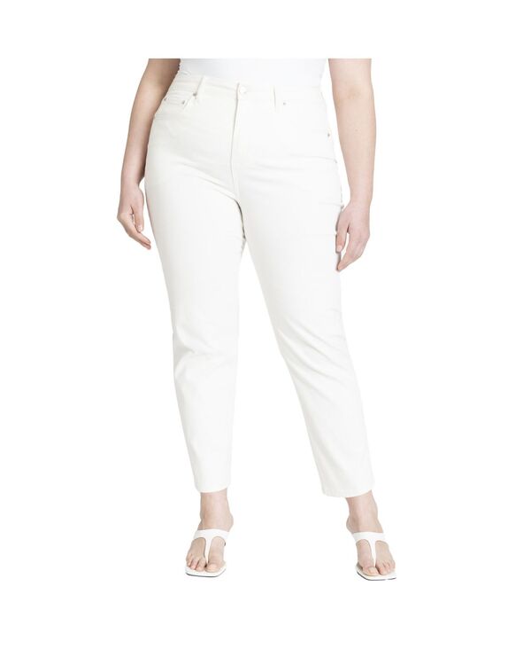 エロクイ レディース ボトムス デニムパンツ プラスサイズ ELOQUII Plusize The Leigh Super Stretch Slim Leg Jean White ホワイト
