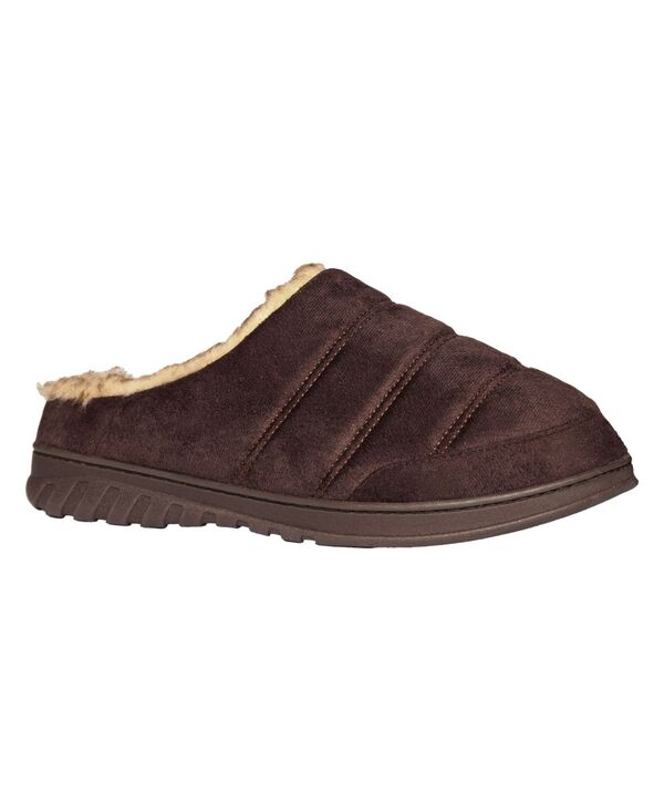 ウェザープルーフ メンズ シューズ サンダル スエード Weatherproof Men's Microsuede Puffer Clog with Tipped Shearling Faux Fur Lining Indoor-Outdoor Sole Slipper Brown ブラウン|ReVida 店