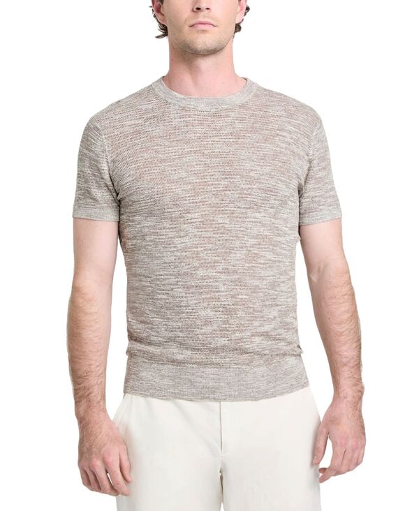 ゲス メンズ アウター ニット・セーター 半袖 GUESS Men Goodwin Textured Short-Sleeve Sweater Walnut Shell