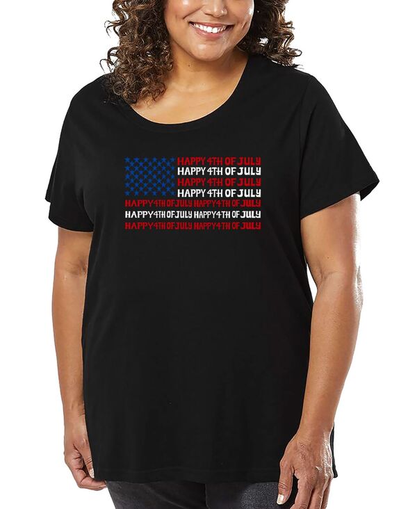 エルエーポップアート レディース トップス Tシャツ プラスサイズ LA Pop Art Plusize Happy 4th of July Word Art-Shirt Black ブラック