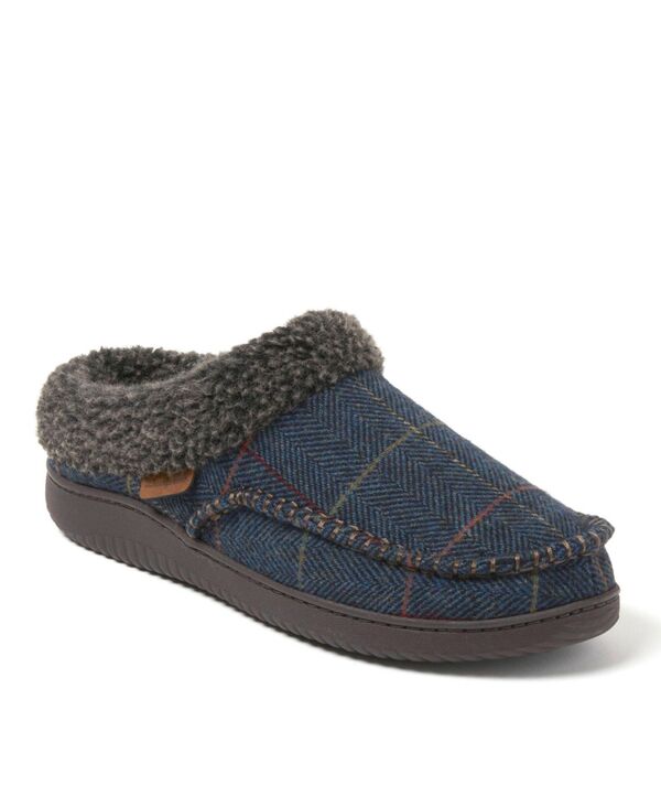 ディアフォームズ メンズ シューズ サンダル スエード Dearfoams Men's Marshall Microsuede Moccasin Toe Clog House Shoe Slipper Navy plaid ネイビー
