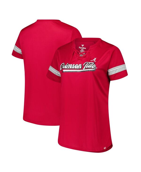 ファナティクス レディース トップス Tシャツ プラスサイズ レース Fanatics Women's Crimson Alabama Crimson Tide Plusize Overtime Readiness Lace-Up T-Shirt Crimson クリムゾン