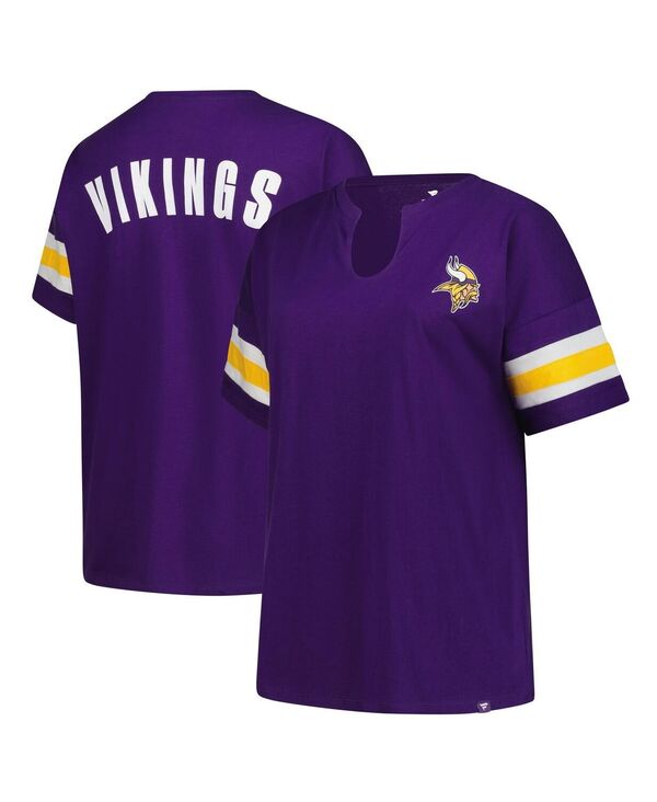 ファナティクス レディース トップス Tシャツ プラスサイズ Fanatics Women's Purple Minnesota Vikings Plusize Redzone Notch Neck T-Shirt Purple パープル