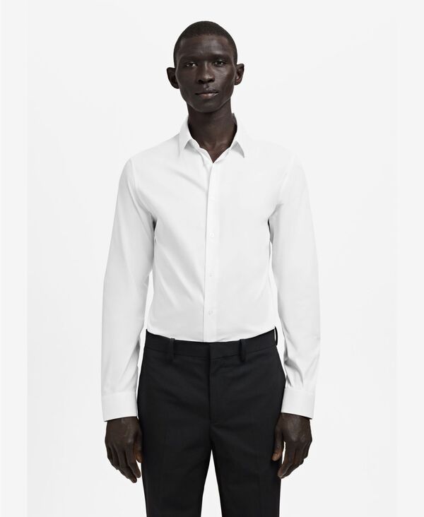マンゴ メンズ トップス シャツ スリムフィット コットン MANGO Men'slim Fit Cotton Dresshirt White ホワイト
