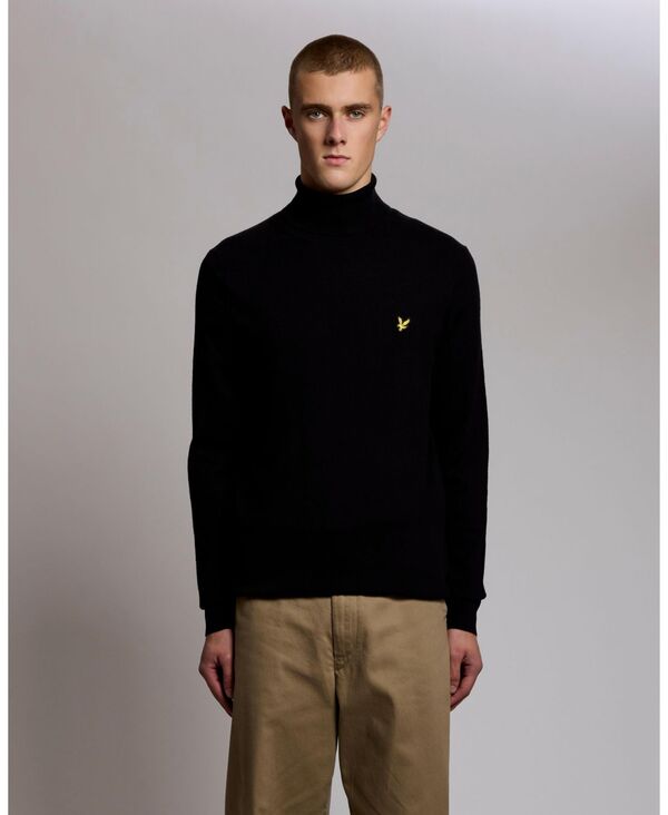 ライルアンドスコット メンズ アウター ニット・セータートルネック 綿織物 Lyle \u0026 Scott Men\u0027s Cotton Merino Turtleneck Sweater Jet black 黒いこと