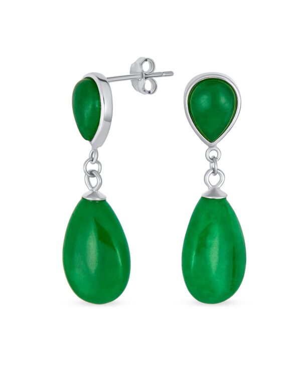ブリング レディース アクセサリー ピアス・イヤリング Bling Jewelry Double Teardrop Natural Stone Dangle Drop Earrings Gold Plated Sterling Silver green グリーン