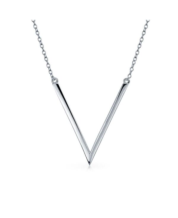 ブリング レディース アクセサリー ネックレス・チョーカー・ペンダントトップ ミニ レース Bling Jewelry Minimalist Geometrichevron V Pendant Necklace 14K Gold Plated Silver シルバー｜ReVida 店