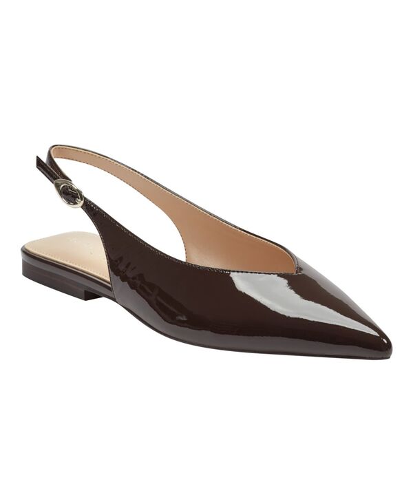 マーク・フィッシャー レディース シューズ パンプス Marc Fisher LTD Women's Gabra Pointy Toe Slingback Flats Dark Brown Patent Leather ブラウン